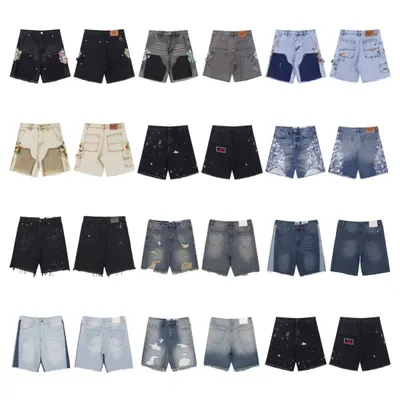 Denim Shorts Multi Color Distressed Style