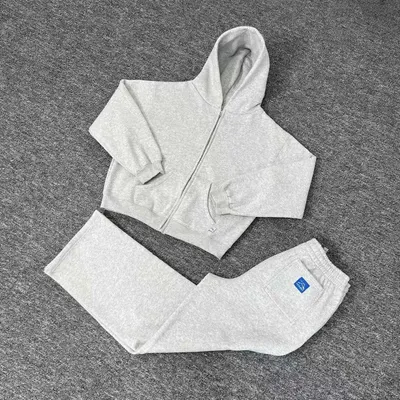 Unisex Gray Hoodie Sweatpants Set Casual Outfit