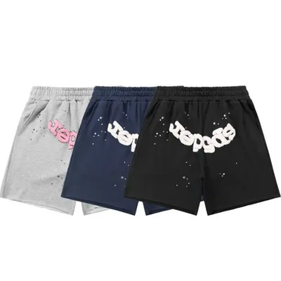 Unisex Logo Print Gray Blue Black Casual Shorts
