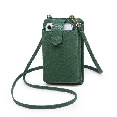 Green Snake Skin Pattern Crossbody Phone Bag