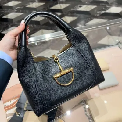 Gucci Horsebit Black Leather Tote Bag