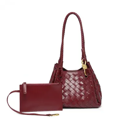 Bottega Veneta Intrecciato Red Leather Tote Bag